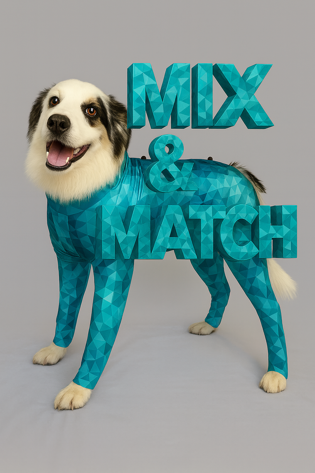 Dog wearing Pet Pjs recovery suit – mix and match veterinary recovery suit option