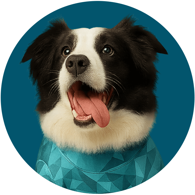 border collie dog with pet pjs smaller
