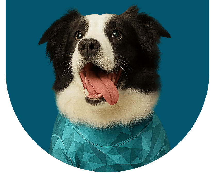 border collie dog with pet pjs