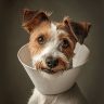 dog with after surgery cone